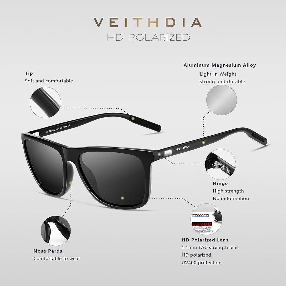 VEITHDIA Unisex Retro Polarized Sunglasses 6108